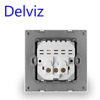 Delviz EU стандартен USB контакт, 5V двоен usb битов защитен интерфейс за зареждане, закален кристален панел, 16A стенен контакт