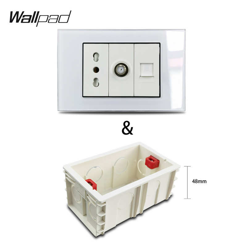 Amerikai Egyesült Államok Olaszország Típus barkácsolás fehér üvegpanel műholdas TV ADATOK USB töltő EU francia USA fali aljzat Wallpad 118*75mm 153*75mm 191*75mm