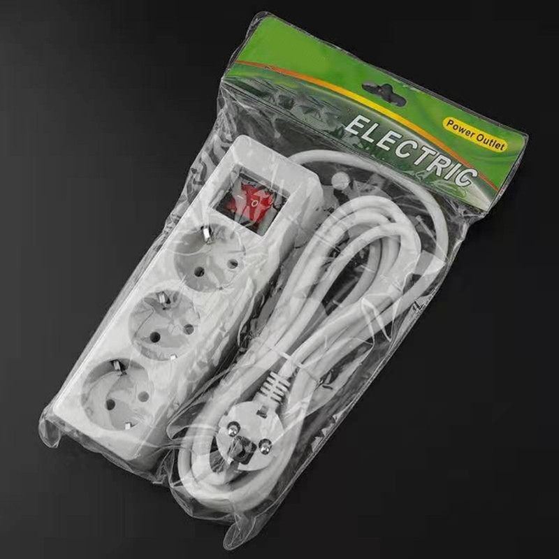 Presă de alimentare tip germană standard UE 3/4/5 prize în rând Adaptor plat Comutator de lumină cu cablu de prelungire cu protecție la supratensiune
