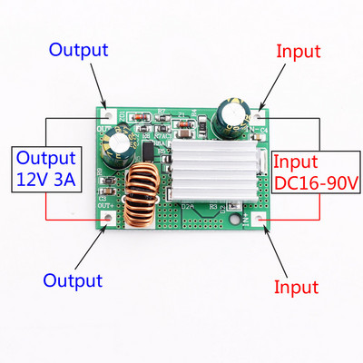 DC 9V 12V 24V 36V 48V 72V 84V 120V – 5V 3A Leléptető modul Tápegység DC DC átalakító Buck Converter Step Up Konvert.