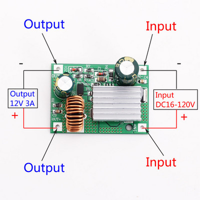 DC 9V 12V 24V 36V 48V 72V 84V 120V – 5V 3A Leléptető modul Tápegység DC DC átalakító Buck Converter Step Up Konvert.
