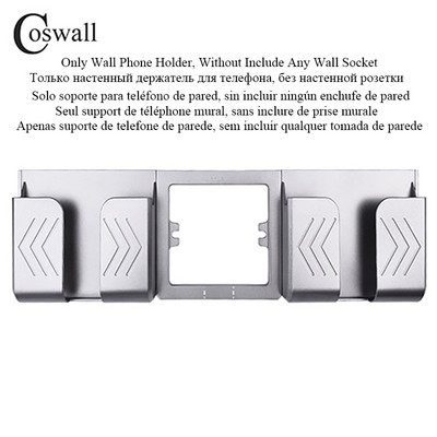 COSWALL Panou din plastic alb UE / Spania / Rusia Priză de perete împământat cu încărcător rapid de 18W tip A și C USB dublu DC 5V 3A