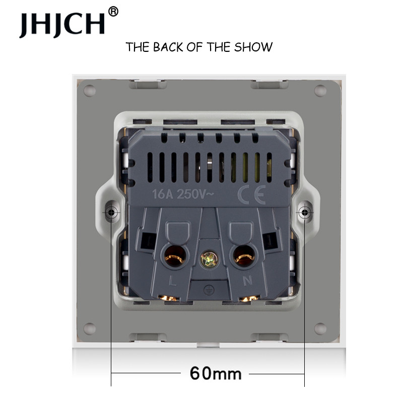 Jhjch French Standard fali aljzat, 16a konnektor 2100 ma-es Dual Port USB töltővel, fekete, fehér, arany, 86 üveglap