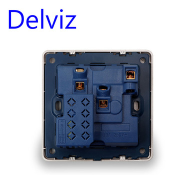 Delviz Wall Power socket panel 13A Международен стандарт Универсален 5 Hole Switched Control LED индикатор, AC 110 250V,86mm*86mm