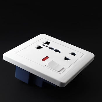 Delviz Wall Power socket panel 13A Международен стандарт Универсален 5 Hole Switched Control LED индикатор, AC 110 250V,86mm*86mm