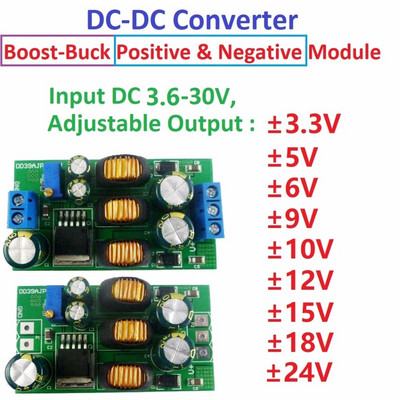 20W +- 5V 6V 9V 10V 12V 15V 24V pozitív és negatív kettős kimeneti tápegység DC DC Step-up Boost-Buck átalakító modul
