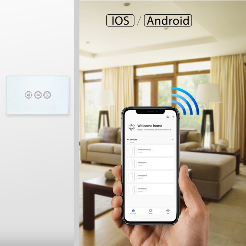 WiFi Comutator cortină Panou tactil Aplicația Tuya Telecomandă Jaluzele electrice Jaluzele Control vocal Google Home Alexa Echo DIY