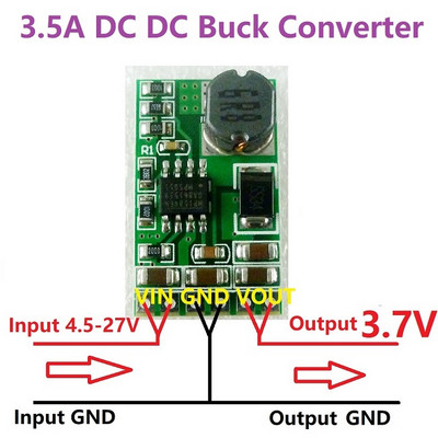 3,5A DC-DC átalakító modul Buck-leléptető feszültségszabályozó kártya 4,5V-27V-3V 3,3V 3,7V 5V 6V 7,5 9V 12V