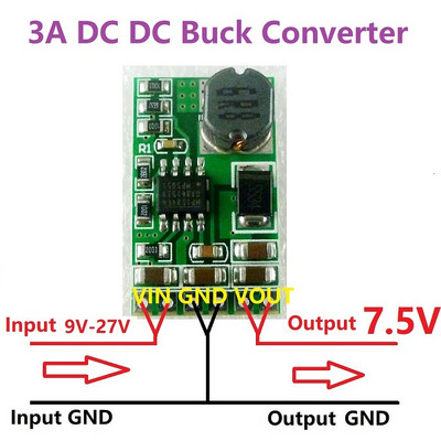 3,5A DC-DC átalakító modul Buck-leléptető feszültségszabályozó kártya 4,5V-27V-3V 3,3V 3,7V 5V 6V 7,5 9V 12V