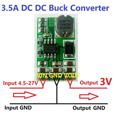 3,5A DC-DC átalakító modul Buck-leléptető feszültségszabályozó kártya 4,5V-27V-3V 3,3V 3,7V 5V 6V 7,5 9V 12V