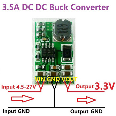 3,5A DC-DC átalakító modul Buck-leléptető feszültségszabályozó kártya 4,5V-27V-3V 3,3V 3,7V 5V 6V 7,5 9V 12V