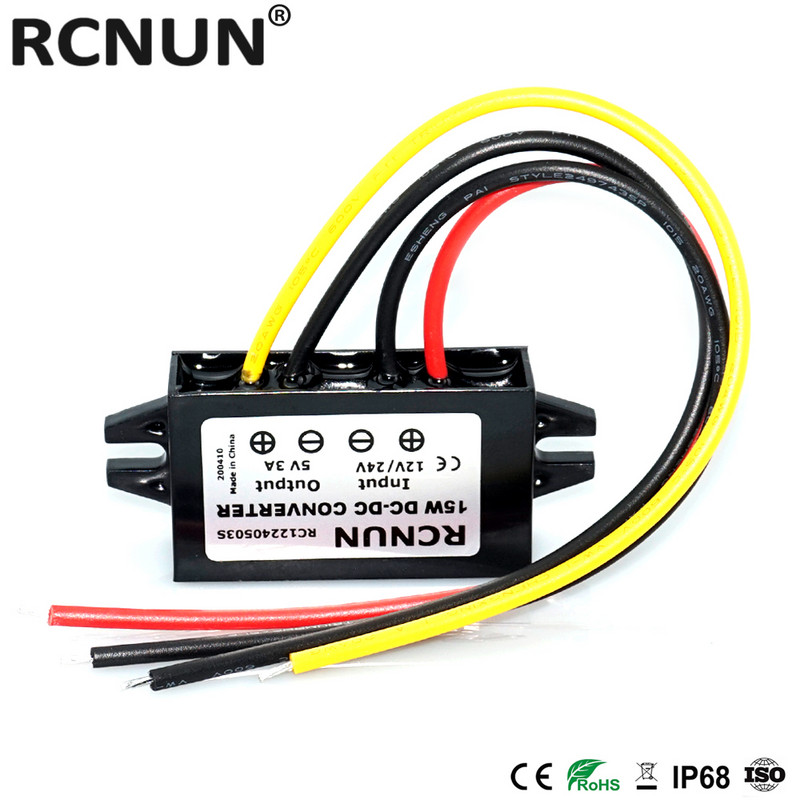 RCNUN 9V 12V 24V 36V 48V 60V kuni 5V 3A astmeline alalisvoolu alalisvoolu muundur 12 V kuni 5 V 15 W auto LED-toiteallikas