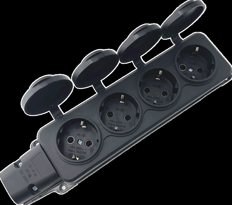 Noua priză IP54 16A pentru industria europeană Waterpoof 1/2/3/4 căi, priză de ploaie impermeabilă în aer liber de 3500 W cu capac Rusia