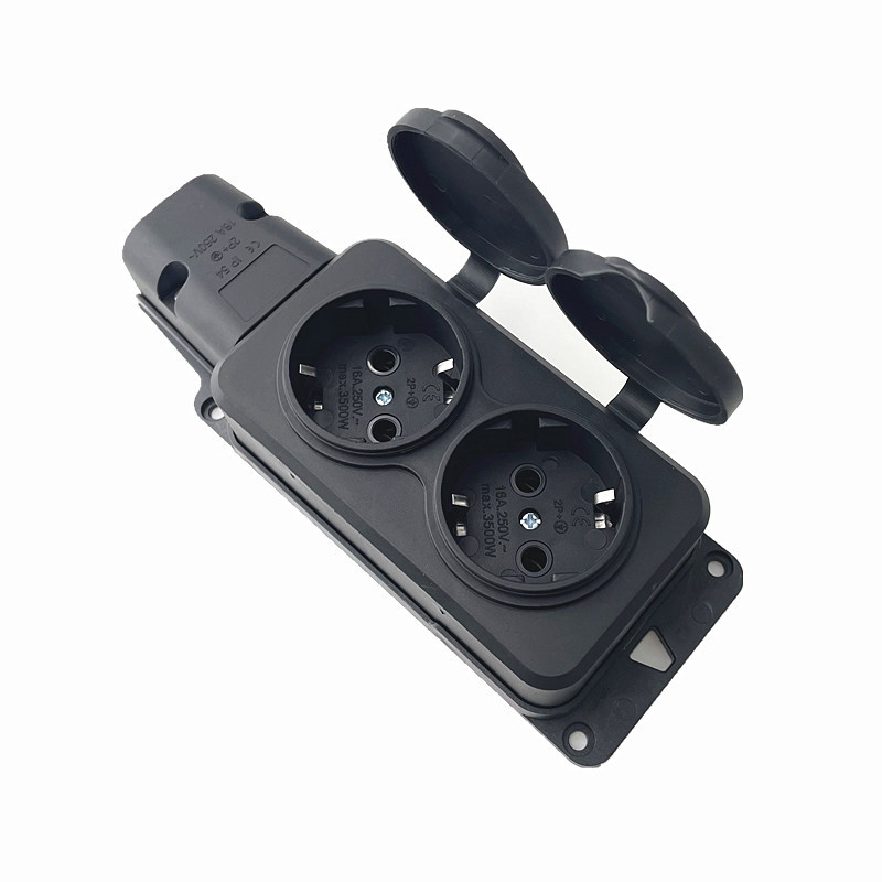 Noua priză IP54 16A pentru industria europeană Waterpoof 1/2/3/4 căi, priză de ploaie impermeabilă în aer liber de 3500 W cu capac Rusia