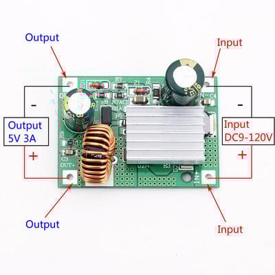 DC 9-120V la 5-12V 3A Step Down Converter Modul Sursă de alimentare neizolată Buck Stabilizer Regulator de tensiune reglabil