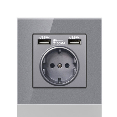 DepoGuye priză de perete duală USB 2,1 A, priză dormitor, priză de perete 16 A, panou PC, priză standard Spania, Rusia și UE