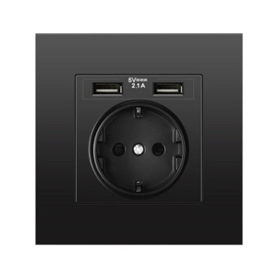 DepoGuye priză de perete duală USB 2,1 A, priză dormitor, priză de perete 16 A, panou PC, priză standard Spania, Rusia și UE