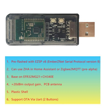 1 PCS Zigbee 3.0 USB ключ Zigbee Gateway Analyzer ZHA NCP Home Assistant Openhab