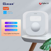GIRIER Tuya ZigBee Comutator de scenă inteligent Senzor PIR Monitor de mișcare umană cu detector de lumină Wireless 3-în-1 Funcționează Smart Life APP
