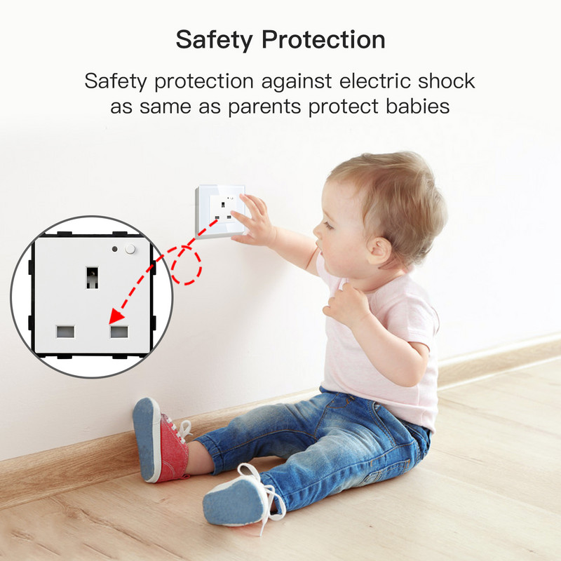 BSEED UK Priză de perete standard Wifi Smart Life Control aplicație Google Alexa Priză inteligentă o singură priză inteligentă Panou de sticlă 13A