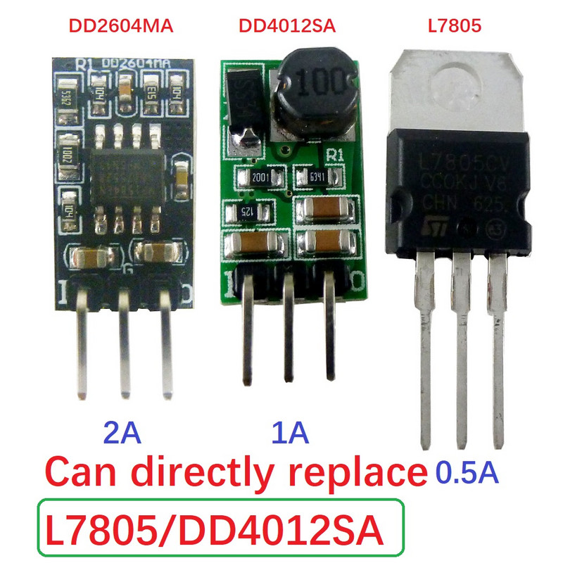 2A DC-DC 4,5V–27V kuni 3,3V 4,2V 5V Buck-muunduri moodul DD4012SA DD2712SA L7805 Täiendatud versioon plaat