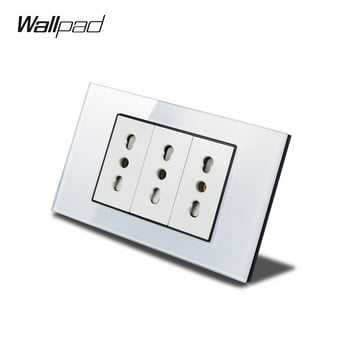 118*75mm 3 Italian socket Wallpad L3 White Glass Panel 16A AC 110V-250V Triple Italian Ita. Πρίζα τοίχου Italia Italy