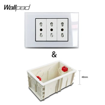 118*75mm 3 Italian socket Wallpad L3 White Glass Panel 16A AC 110V-250V Triple Italian Ita. Πρίζα τοίχου Italia Italy