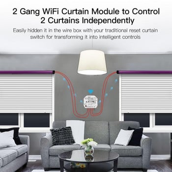 Tuya Smart WiFi 2 Gang Μονάδα διακόπτη διπλής κουρτίνας Ρολό ρολού Ηλεκτρικός κινητήρας Smart Life Work with Alexa Google Home