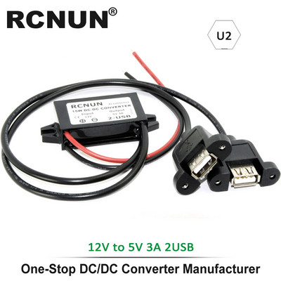 Līdzstrāvas-līdzstrāvas 12V līdz 5V 3A 15W Automašīnas strāvas pārveidotājs Micro Mini USB Pakāpeniska sprieguma barošanas avota izejas adapteris ar pretējo aizsardzību