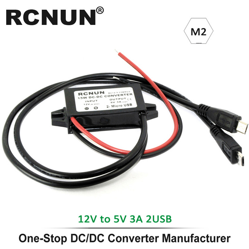 Līdzstrāvas-līdzstrāvas 12V līdz 5V 3A 15W Automašīnas strāvas pārveidotājs Micro Mini USB Pakāpeniska sprieguma barošanas avota izejas adapteris ar pretējo aizsardzību