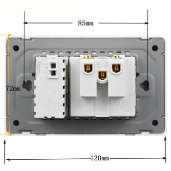 Shawader EU Plug Power Wall USB Type C Socket Превключвател за налягане Стъклен панел от закалена пластмаса Европейски правоъгълен изход Домашен офис