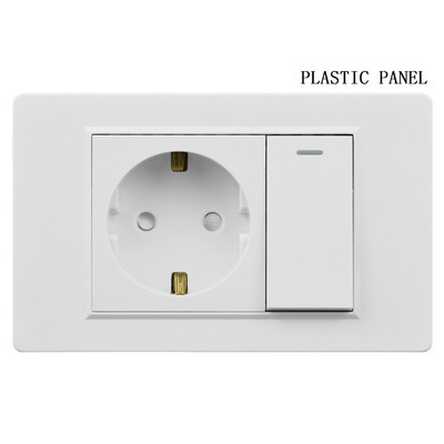 Shawader EU zástrčka napájací kábel USB typu C zásuvka tlakový spínač tvrdený plast sklenený panel európsky obdĺžnikový zásuvka domáca kancelária