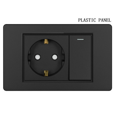 Shawader EU zástrčka napájací kábel USB typu C zásuvka tlakový spínač tvrdený plast sklenený panel európsky obdĺžnikový zásuvka domáca kancelária