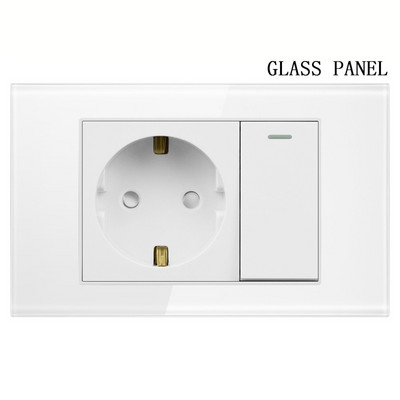 Shawader EU zástrčka napájací kábel USB typu C zásuvka tlakový spínač tvrdený plast sklenený panel európsky obdĺžnikový zásuvka domáca kancelária