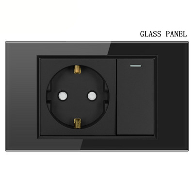 Shawader EU zástrčka napájací kábel USB typu C zásuvka tlakový spínač tvrdený plast sklenený panel európsky obdĺžnikový zásuvka domáca kancelária