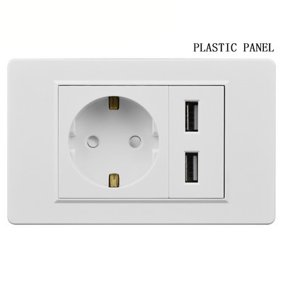 Shawader EU zástrčka napájací kábel USB typu C zásuvka tlakový spínač tvrdený plast sklenený panel európsky obdĺžnikový zásuvka domáca kancelária