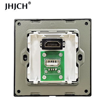 JHJCH hdmi συμβατό με κρύσταλλο σκληρυμένο γυαλί με 2.0 θύρα USB 2.0 πρίζα τοίχου