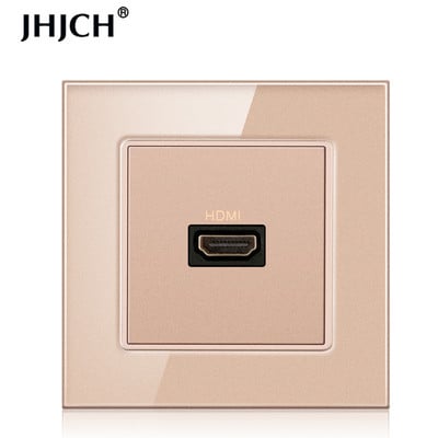 JHJCH panou din sticlă securizată compatibil hdmi cu port USB 2.0, priză de perete jack 2.0