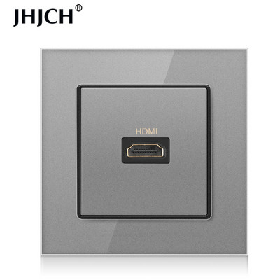 JHJCH panou din sticlă securizată compatibil hdmi cu port USB 2.0, priză de perete jack 2.0
