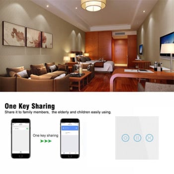 Έξυπνος χρονοδιακόπτης WiFi Ελεγκτής διακόπτης κουρτινών αφής γυαλιού τοίχου για ηλεκτρικό μοτέρ ρολού TUYA Smart Life Google Home Alexa