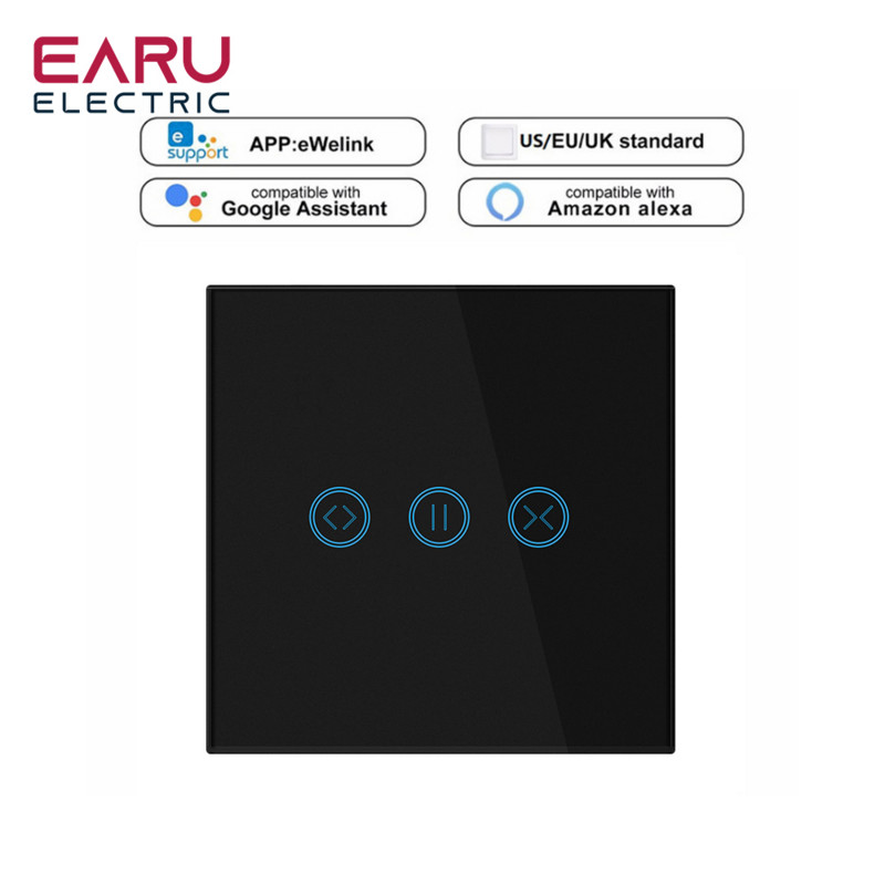 Temporizator inteligent WiFi, perete de sticlă tactil, controler comutator cortină pentru rulouri Motor electric TUYA Smart Life Google Home Alexa