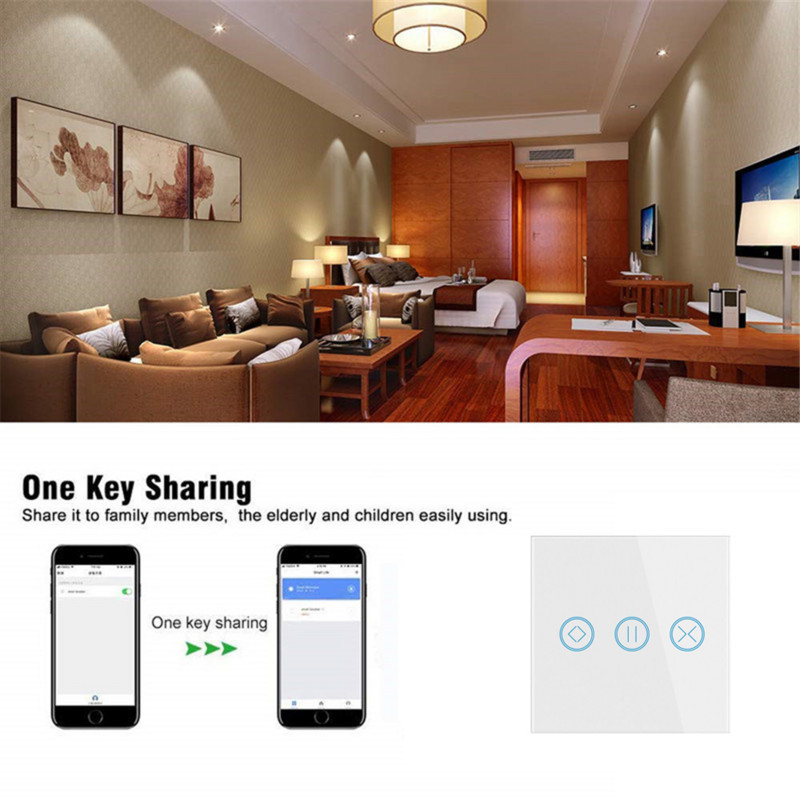 Temporizator inteligent WiFi, perete de sticlă tactil, controler comutator cortină pentru rulouri Motor electric TUYA Smart Life Google Home Alexa