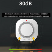 Dispozitiv inteligent de detectare a fumului fără fir Tuya Zigbee, cu inducție la 360 °, detector de alarmă de fum pentru acasă, alarmă sonoră luminoasă