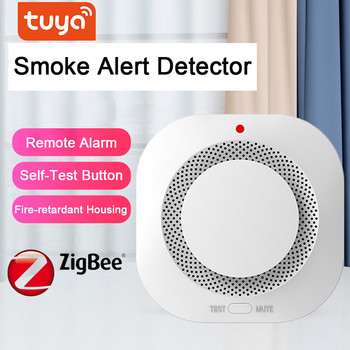 Tuya Zigbee Έξυπνη ασύρματη συσκευή ανίχνευσης καπνού 360 ° Επαγωγής Ανιχνευτής καπνού στο σπίτι Ηχητικός συναγερμός
