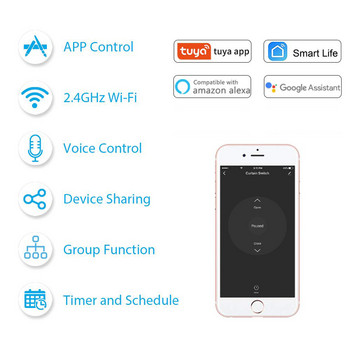Tuya Smart Life WiFi модул за превключване на завеси Voice APP Control WiFi превключвател за ролетни щори Мотор за щори с таймер за Google Home