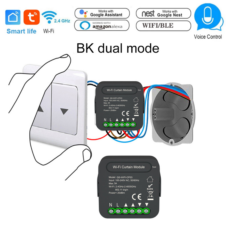 Tuya Smart Life WiFi modul prepínača záclon Ovládanie hlasom APP WiFi roletový spínač motor s časovačom pre Google Home