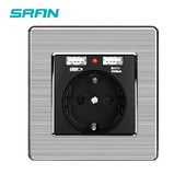 SRAN EU zásuvka, zásuvka s USB, 5V 2A nerezový panel 86mm*86mm strieborný povrch biela/čierna/zlatá