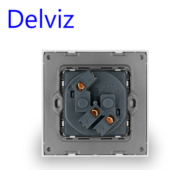 Delviz EU Standard 16A Socket, AC интерфейс за битова сигурност 110-250V, Панел от закалено кристално стъкло, Стенен вграден захранващ контакт