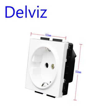 Delviz EU Standard 16A Socket, AC интерфейс за битова сигурност 110-250V, Панел от закалено кристално стъкло, Стенен вграден захранващ контакт