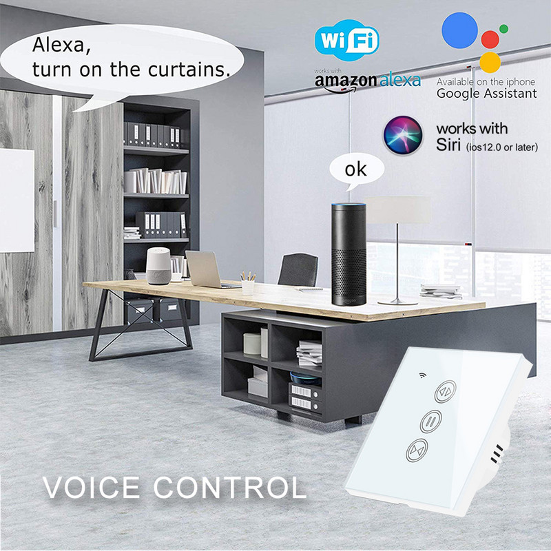 Comutator de jaluzele WiFi pentru rulouri cu motor electric Întrerupător de perdele UE/SUA Tuya Smart Google Home Alexa Siri Control vocal